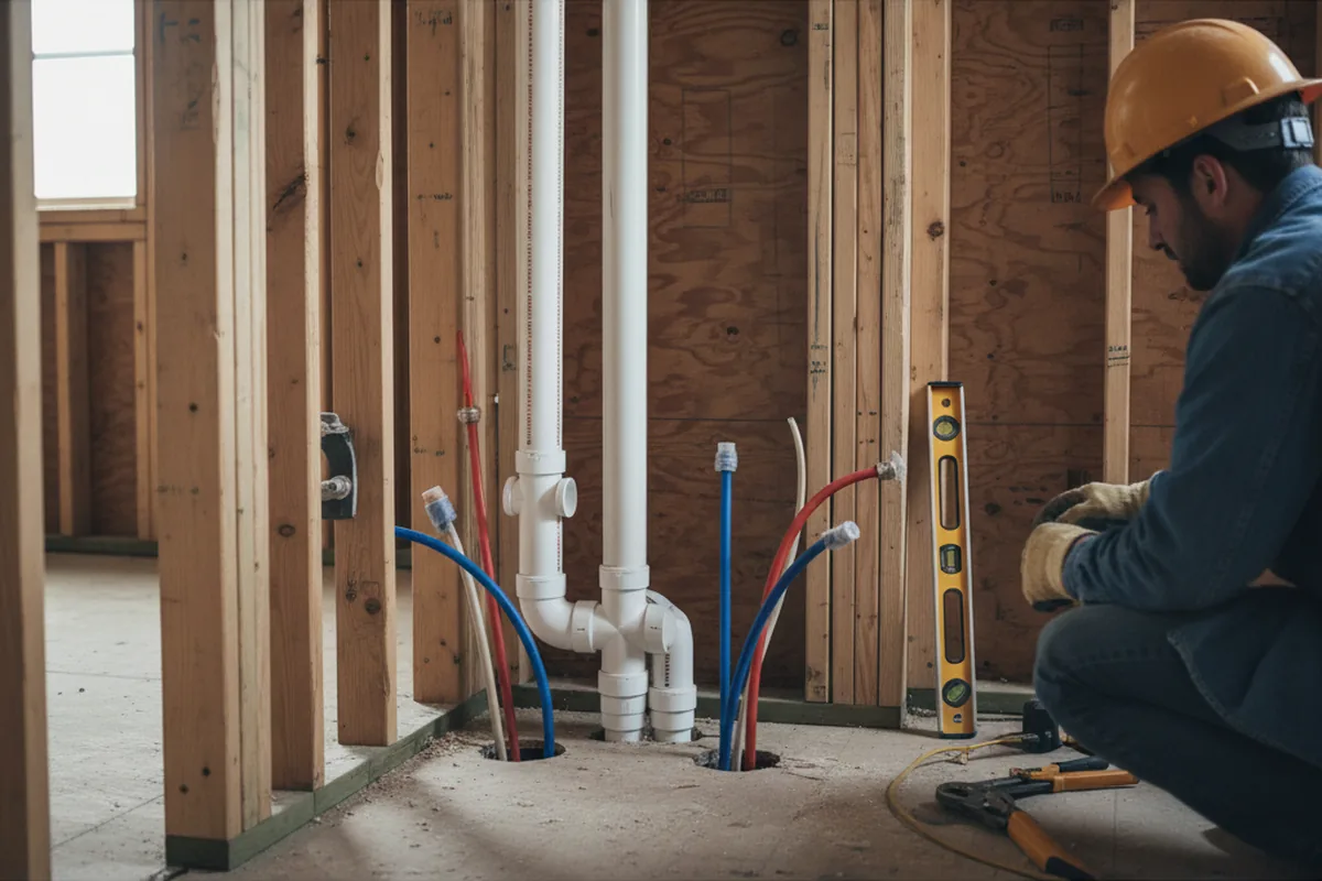 Drain and supply rough-in during Sump Pump Repair in Frenchburg